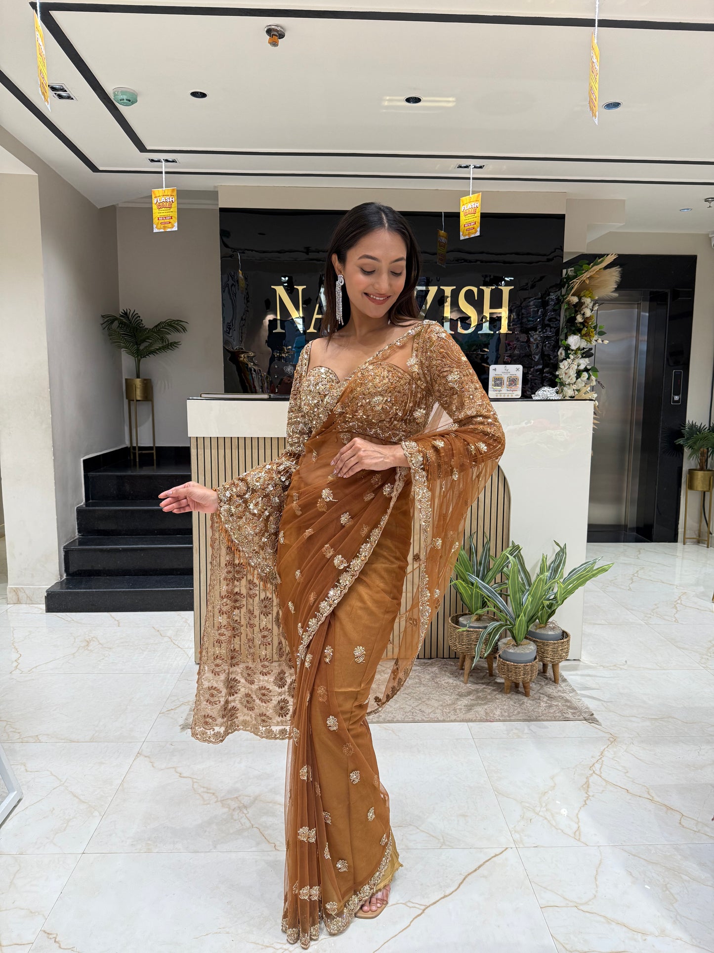 Pure Rust saree with handwork design Blouse