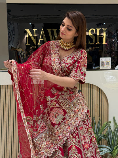 Maroon Rajwada Bridal Lehenga