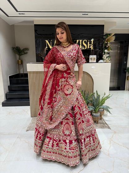 Maroon Rajwada Bridal Lehenga