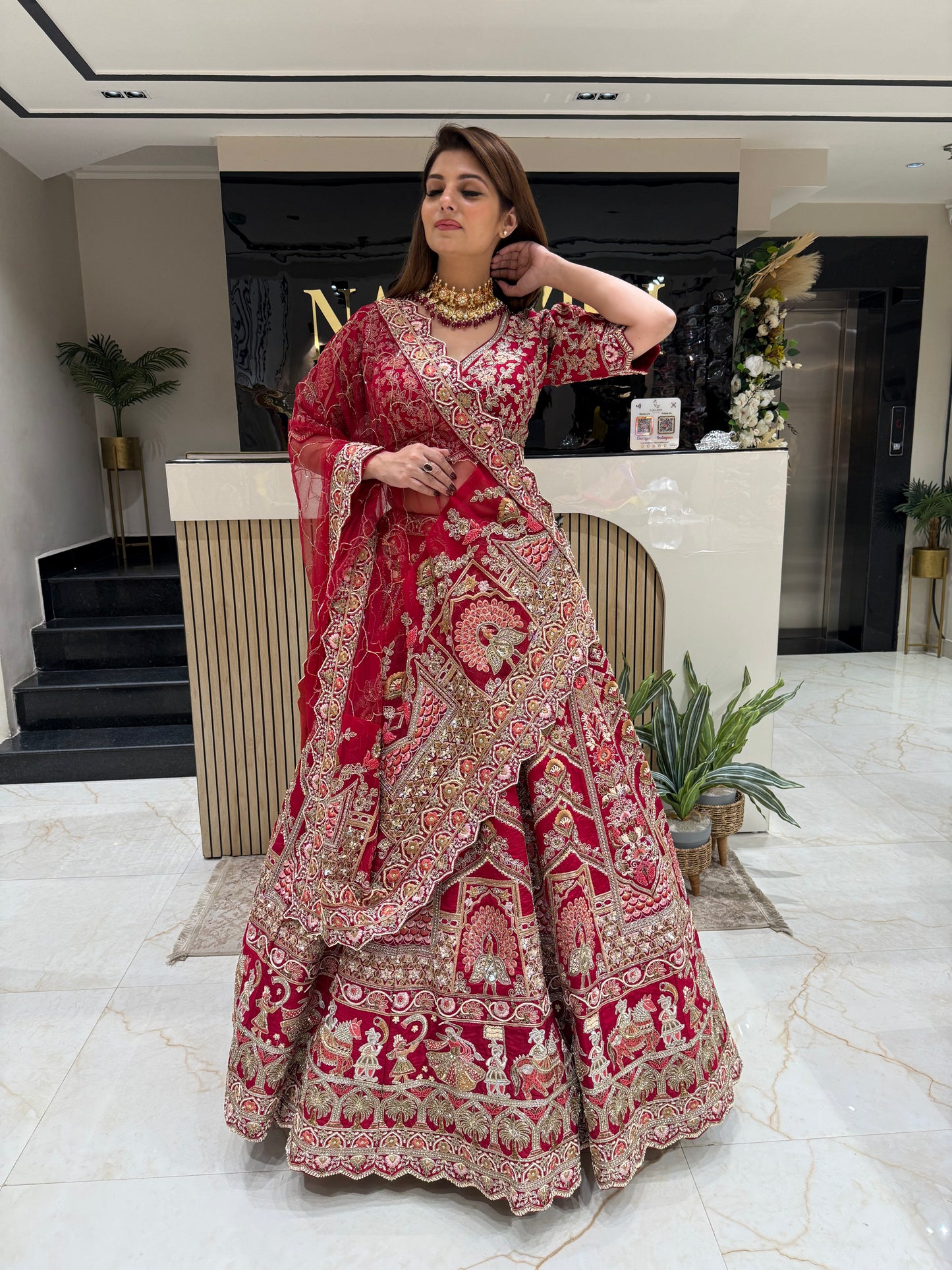 Maroon Rajwada Bridal Lehenga
