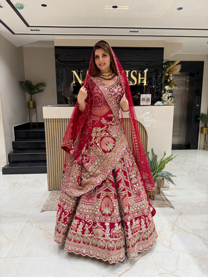 Maroon Rajwada Bridal Lehenga