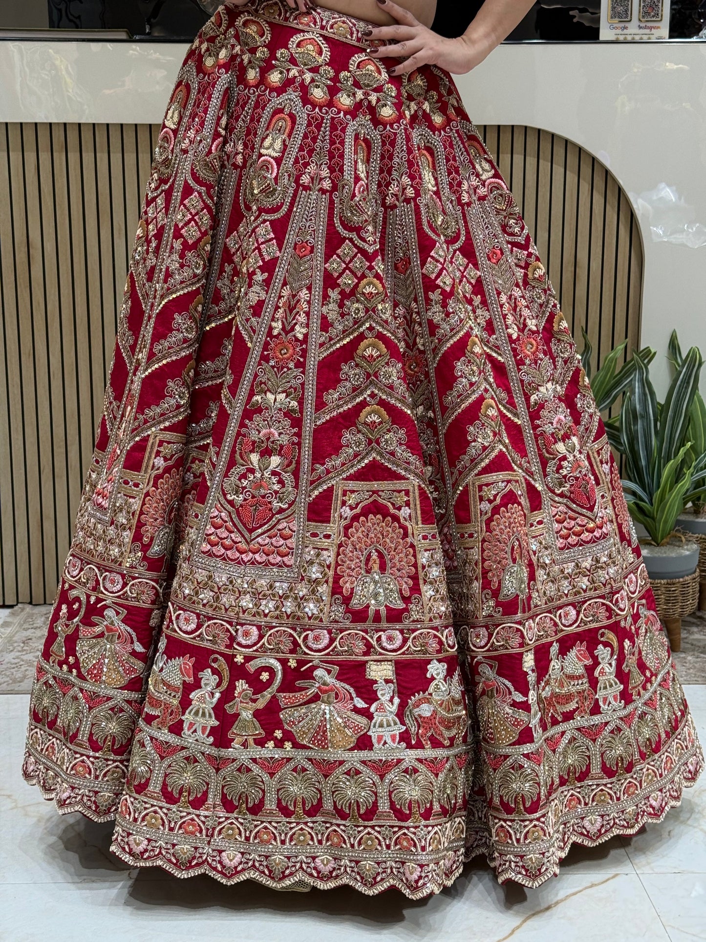 Maroon Rajwada Bridal Lehenga