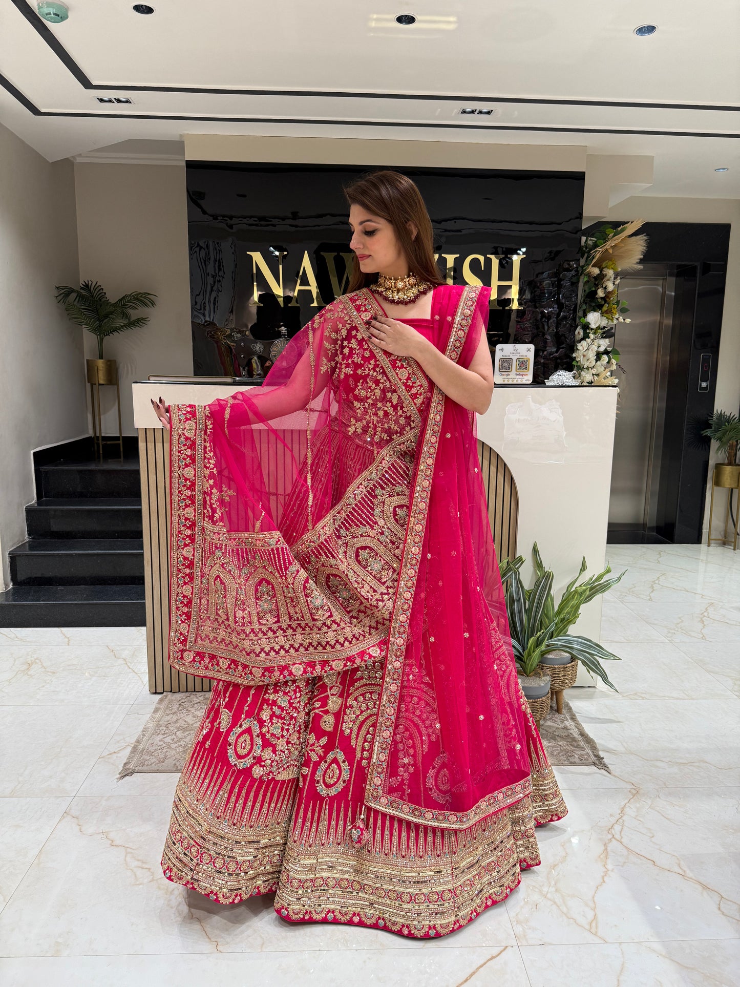 Royal Rani Pink Bridal Lehenga with Double Net Dupatta