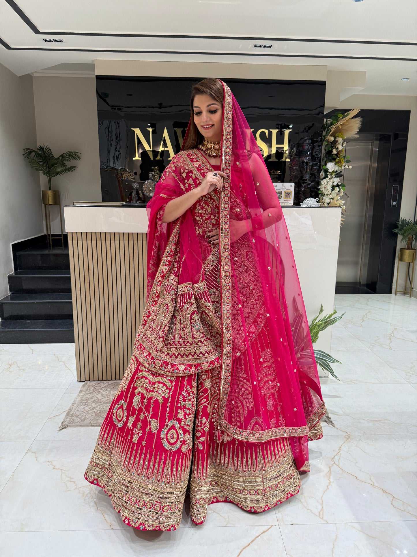Royal Rani Pink Bridal Lehenga with Double Net Dupatta
