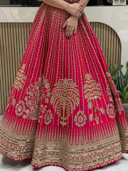 Royal Rani Pink Bridal Lehenga with Double Net Dupatta