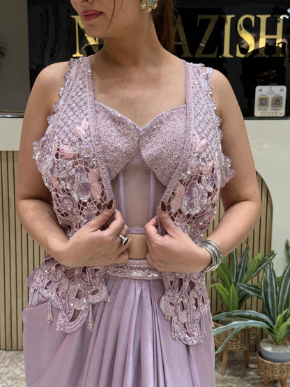 Stylish Lavender Indo-Western Outfit with Handwork & Designer Jacket