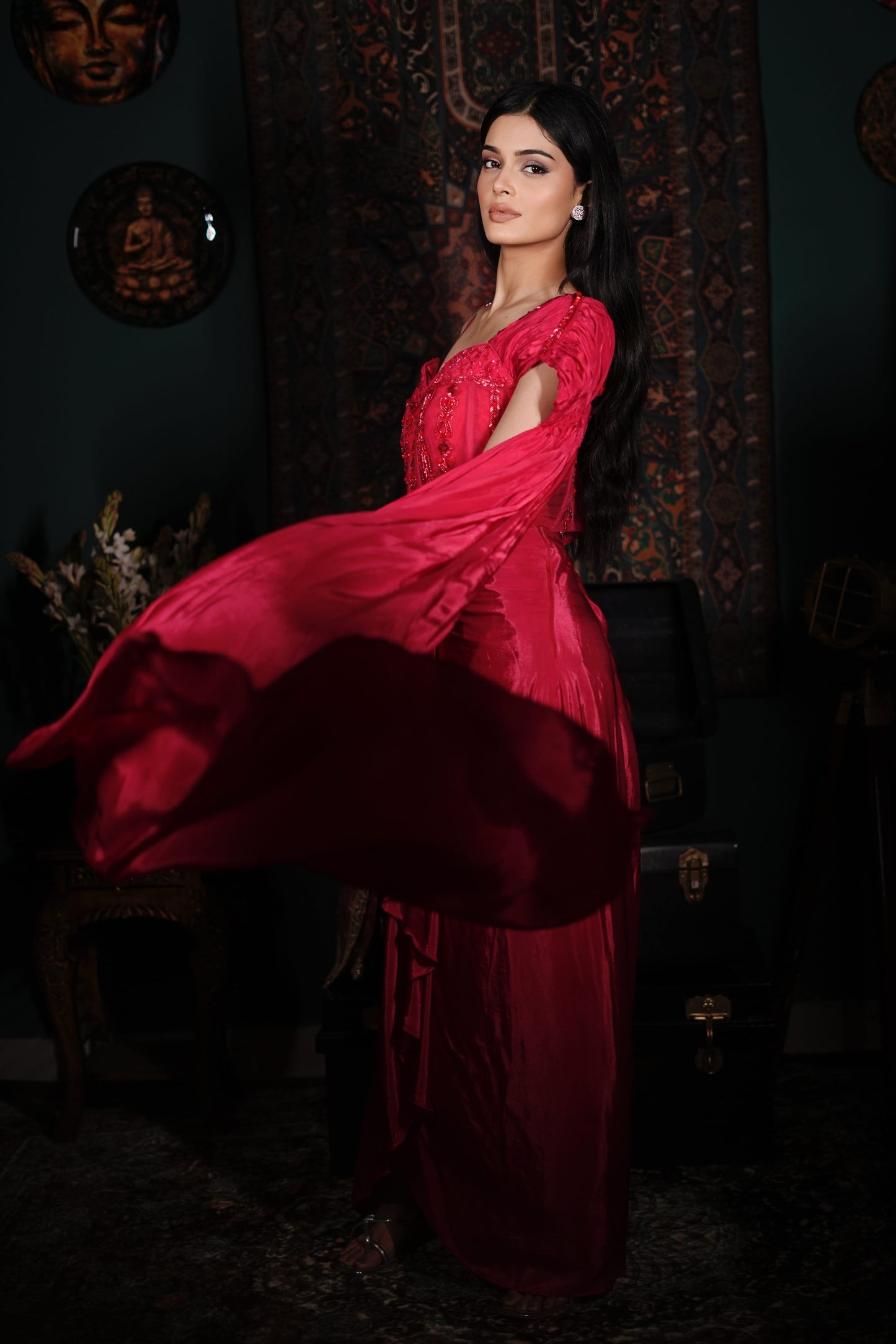 Hot Pink Fusion Wear for Women | Modern Indian Party Outfit | Embroidered Indo-Western Set | Statement Ethnic Glam | Luxury Party Wear India