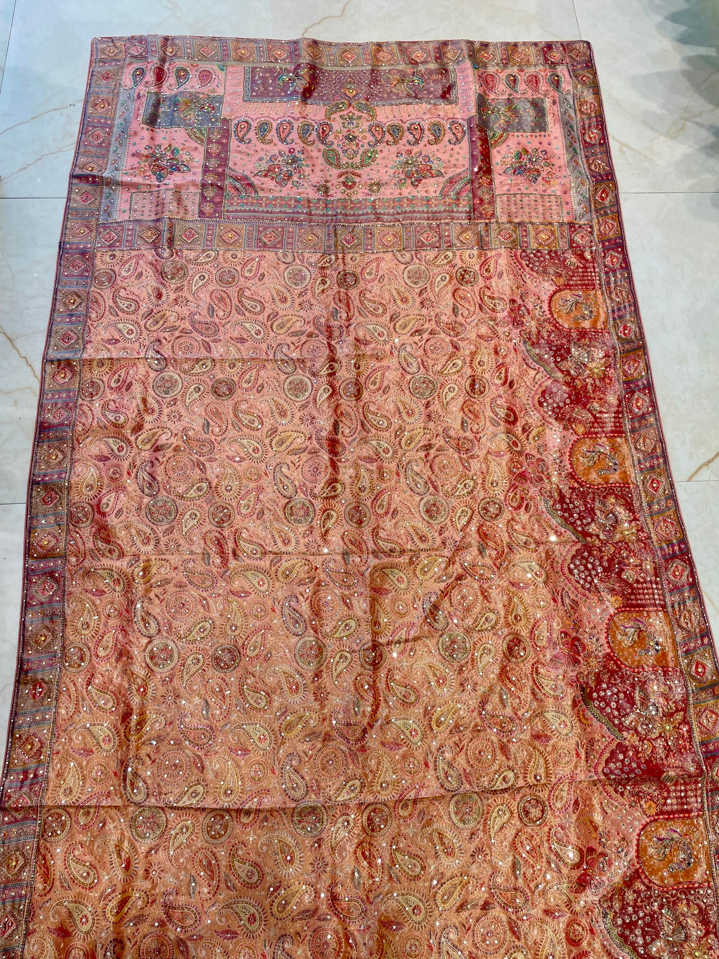 Gajri Pink Tissue Saree with Position Print