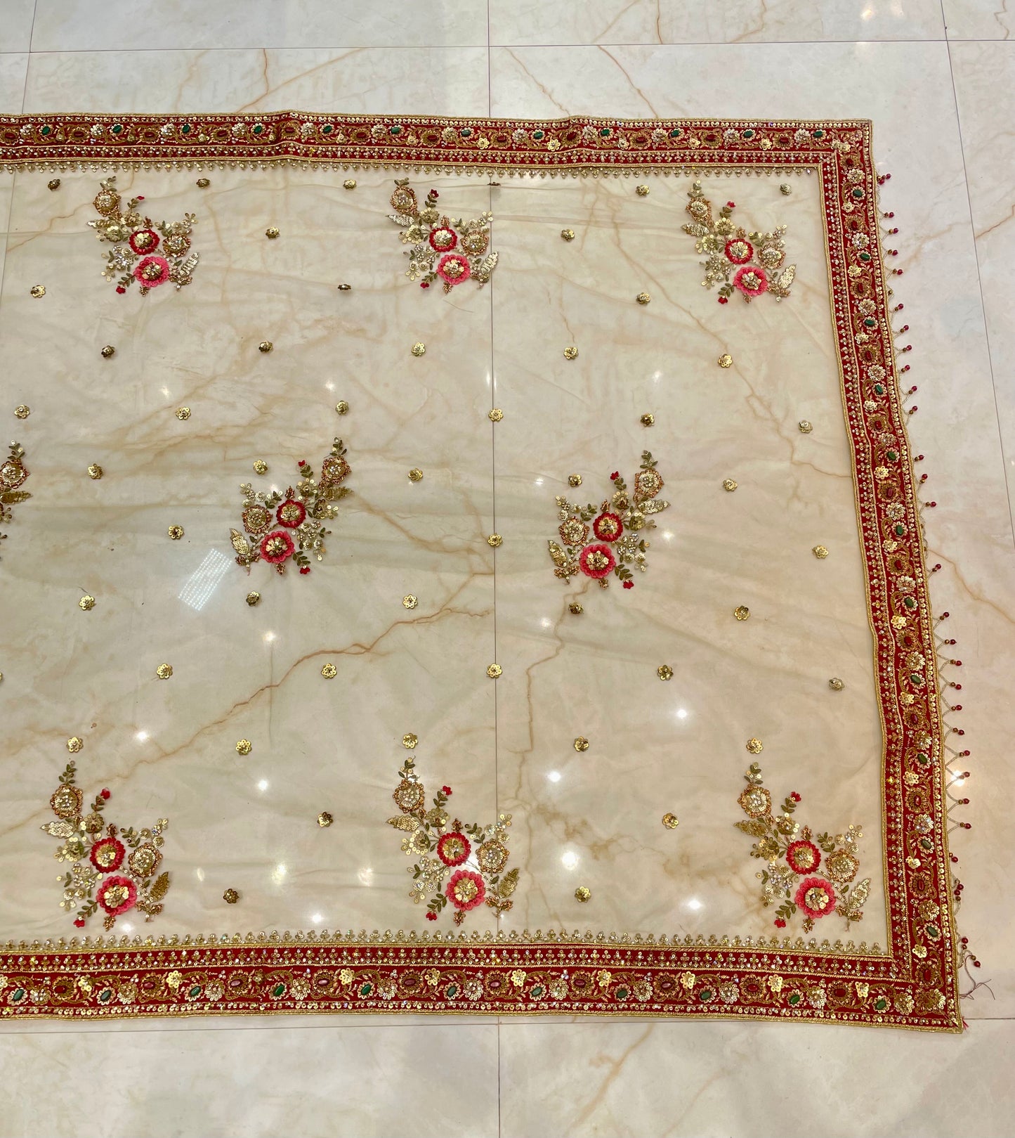 Maroon & Golden Net Saree