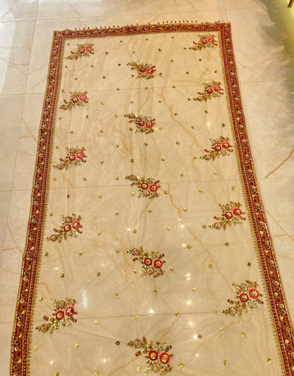 Maroon & Golden Net Saree