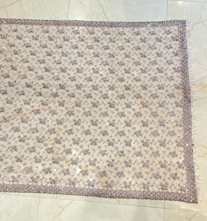 Elegant Lavender Net Saree with Sequins & Katdana Work