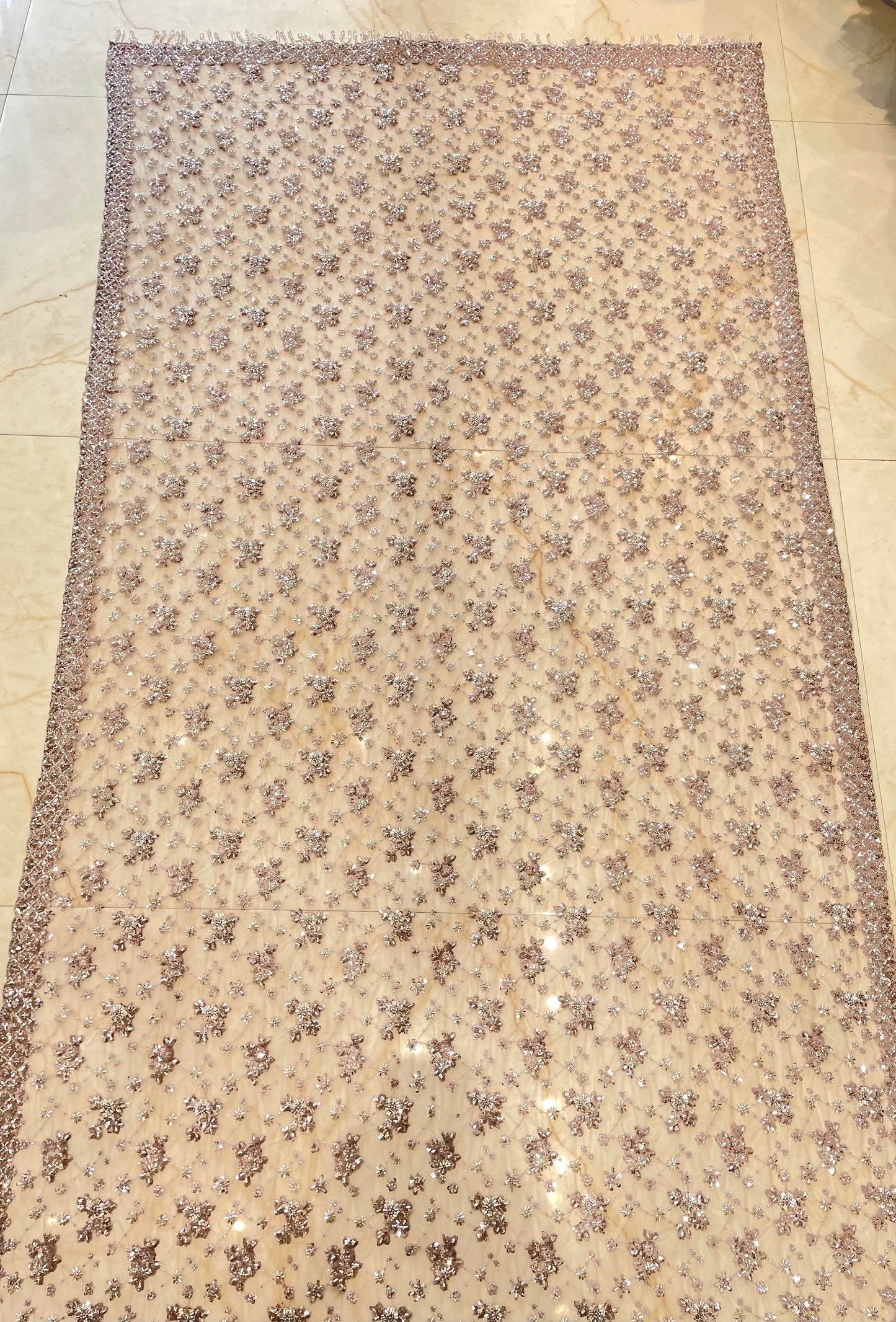 Elegant Lavender Net Saree with Sequins & Katdana Work