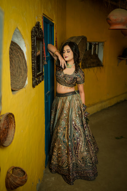 Minty green lehenga