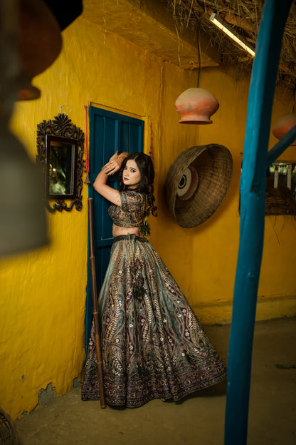 Minty green lehenga