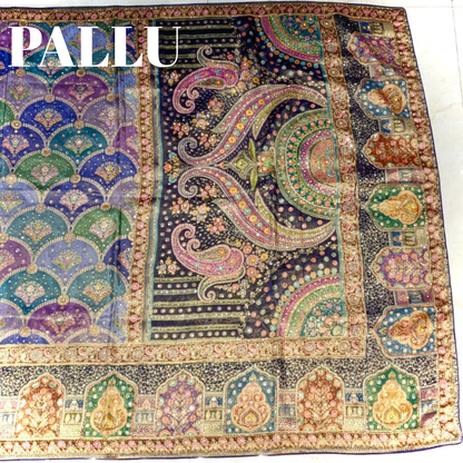 Elegant Modal Crape Saree with Position Print & Handwork