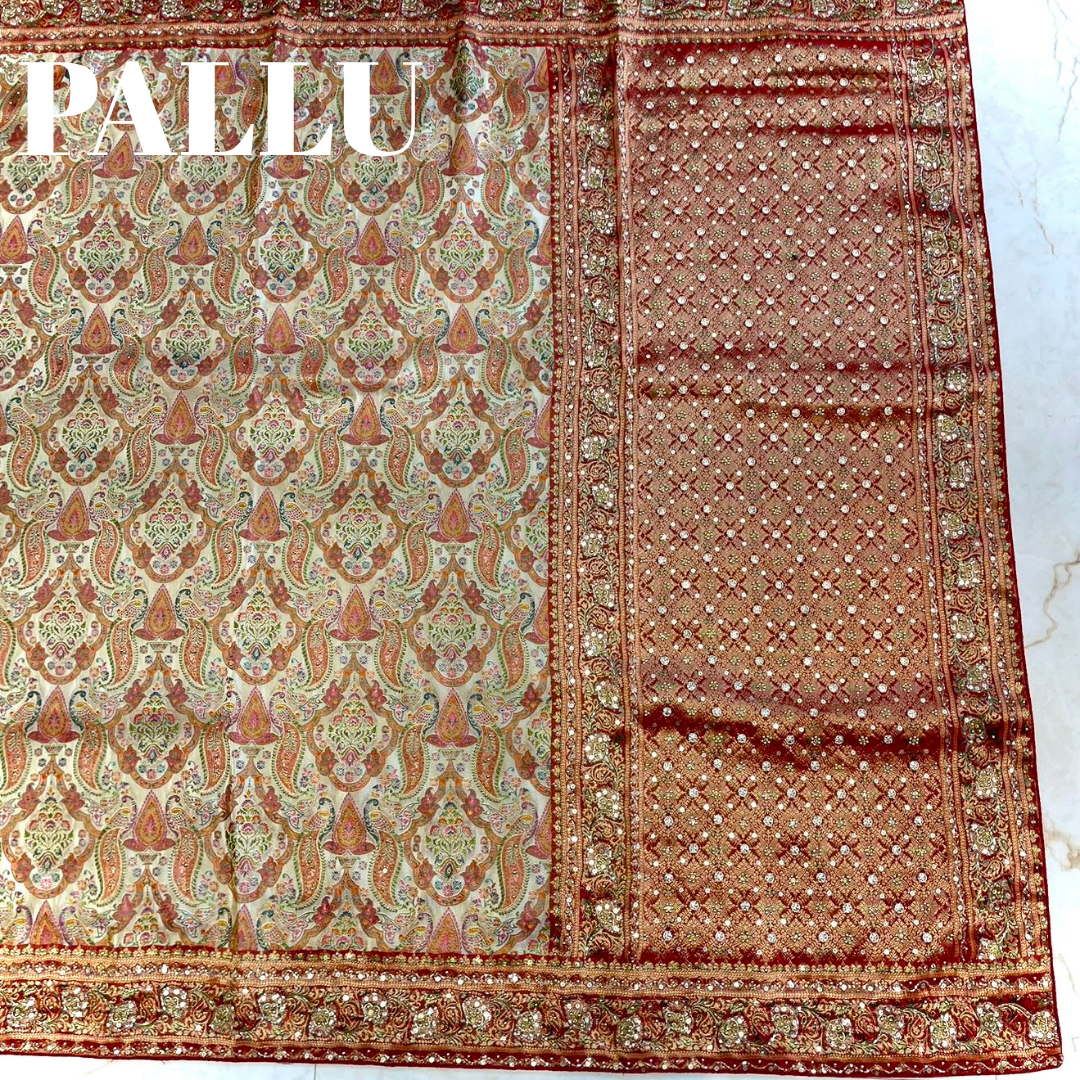 Graceful Modal Crape Saree with Position Print & Handwork