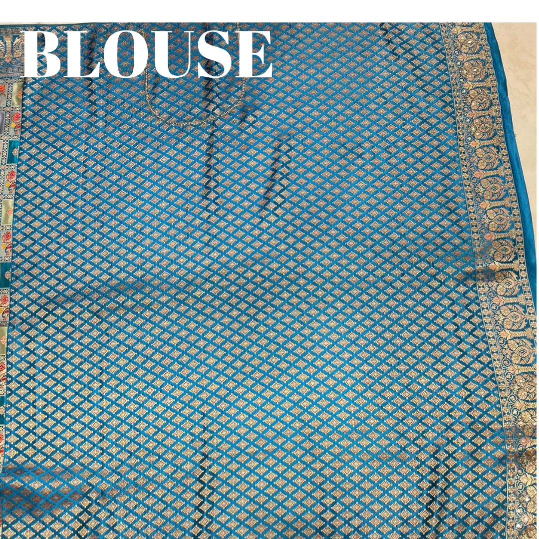 Blue Modal Silk Saree with Dabka Work