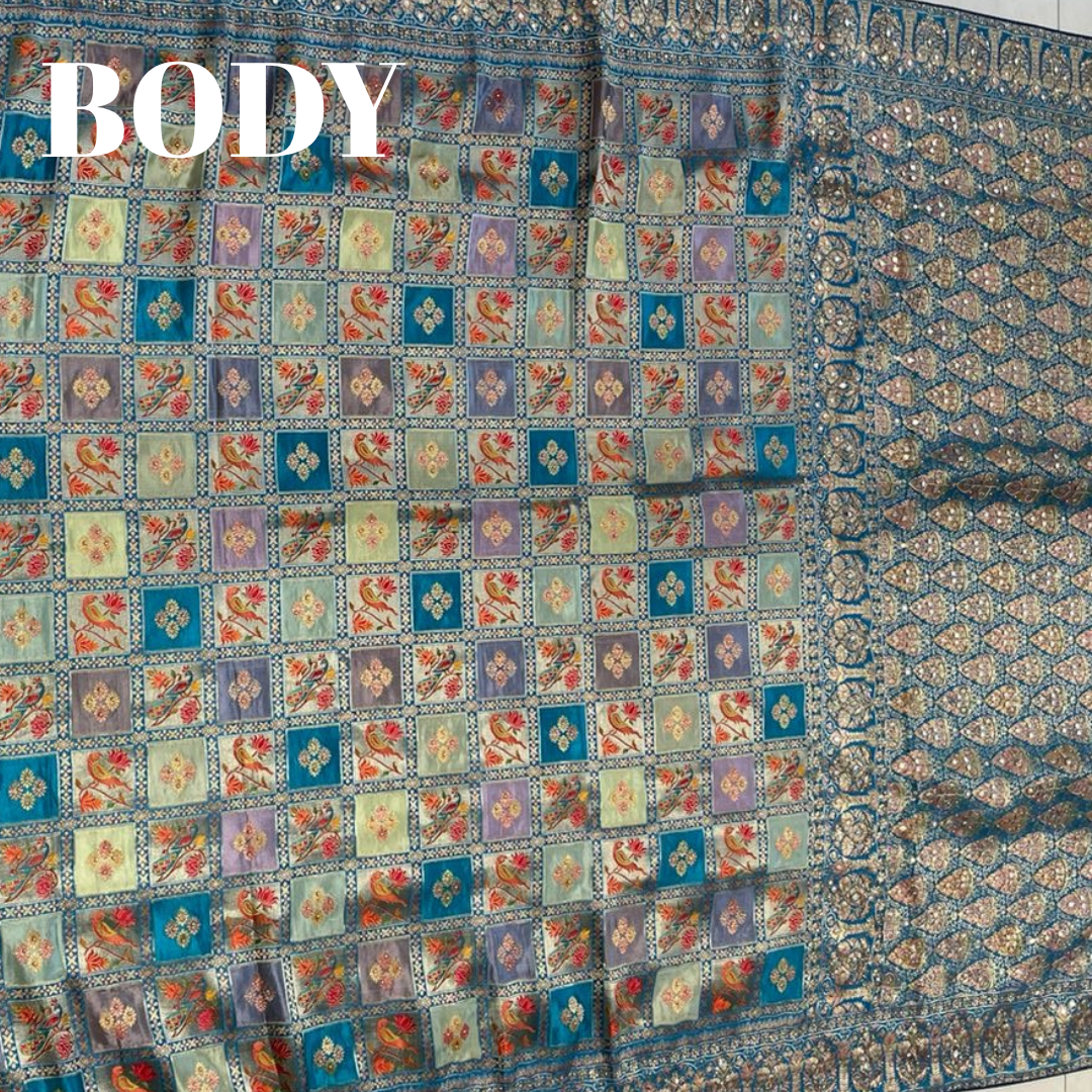 Blue Modal Silk Saree with Dabka Work
