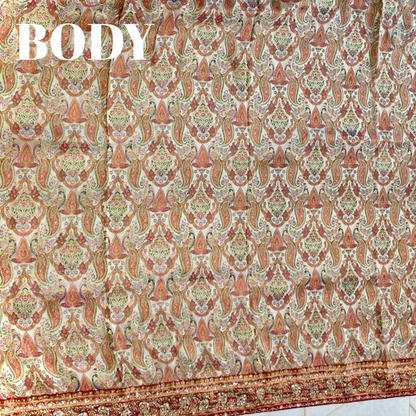 Graceful Modal Crape Saree with Position Print & Handwork