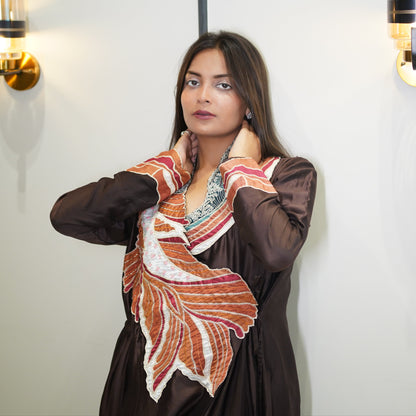 Chand-Mitti – Hand Embellished Brown Silk Anghrakha Dress