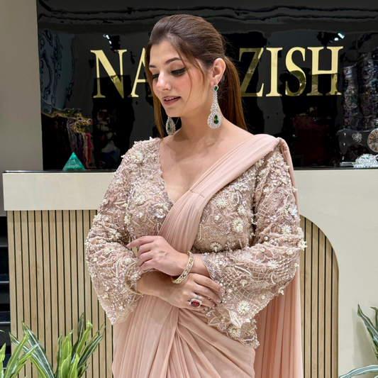 Rose Gold Radiance Drape Saree