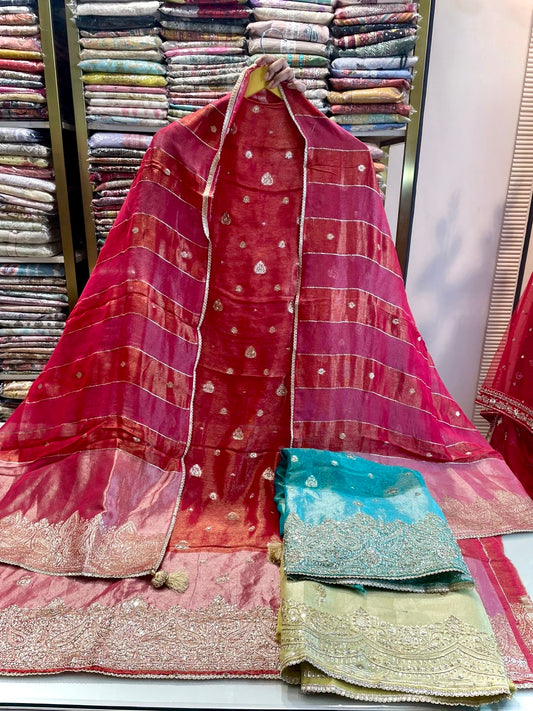 tissue suit set
zari dabka work suit
handwork designer suit
festive wear suit
wedding wear suit
upara silk bottom suit
tissue dupatta suit
ladies ethnic wear
traditional party wear suit
premium unstitched suit
