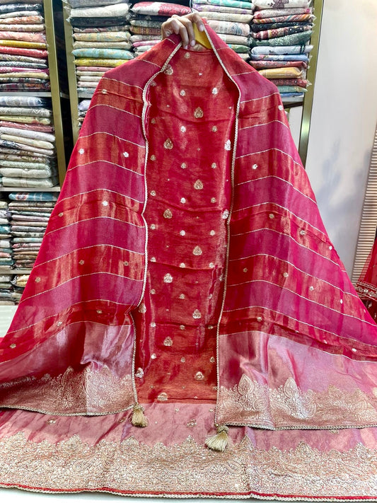 Tissue Suit with Zari Handwork