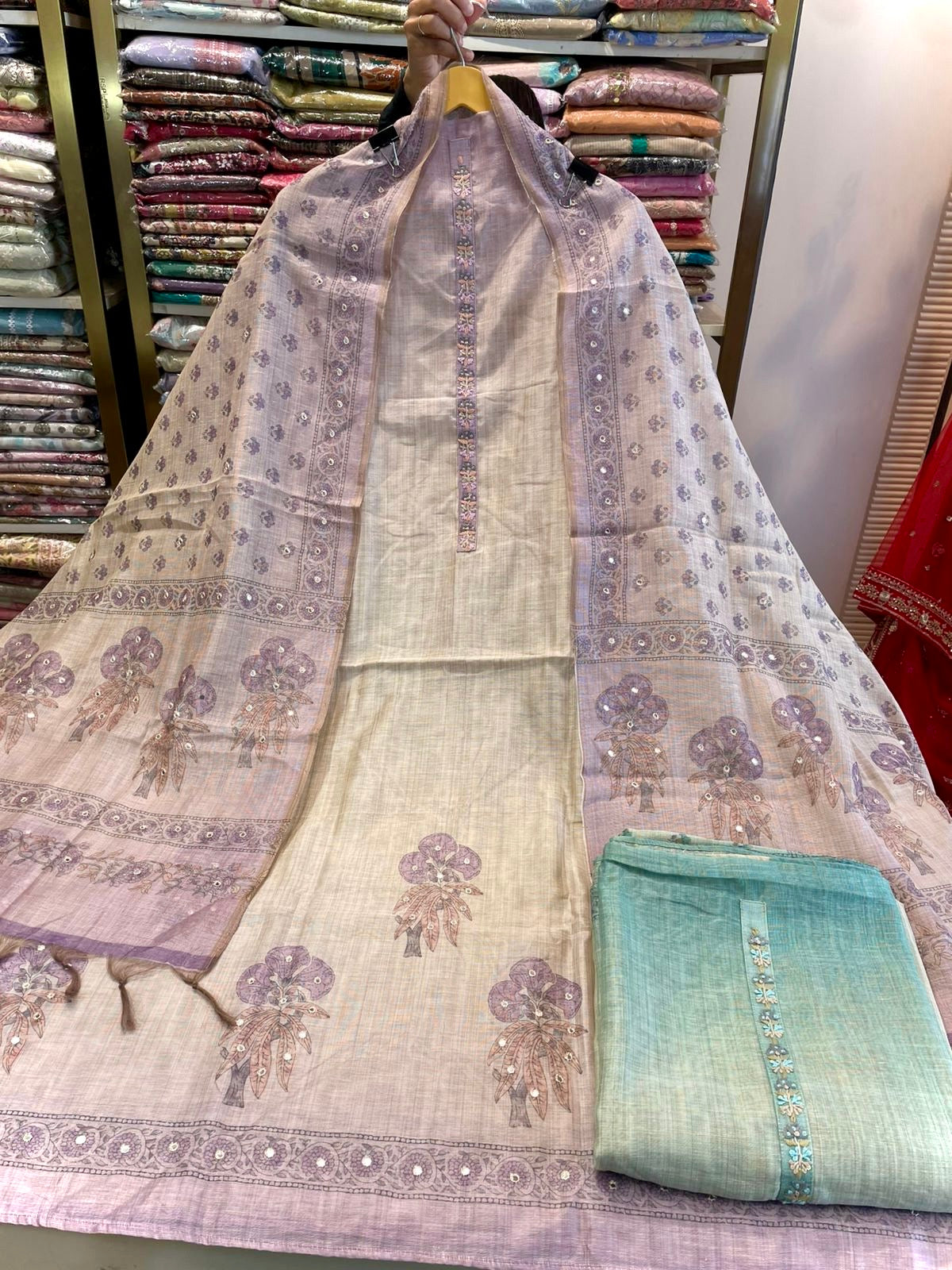  Premium Linen Cotton Unstitched Suit with Double Shade Knot Work & Dupatta
Designer Linen Cotton Suit Set in Sea Green & Lavender with Cotton Bottom
Elegant Linen Cotton Dress Material with Knot Work and Double Shade Design
Festive Wear Linen Cotton Suit with Matching Dupatta and Stylish Knot Work
Luxury Linen Cotton Unstitched Suit for Casual and Festive Occasions