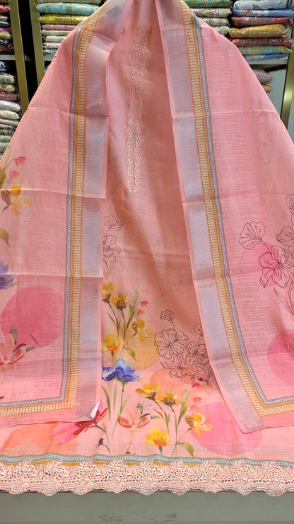 Linen Floral Suit with Highlight