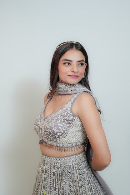 Dusky lavender crop top