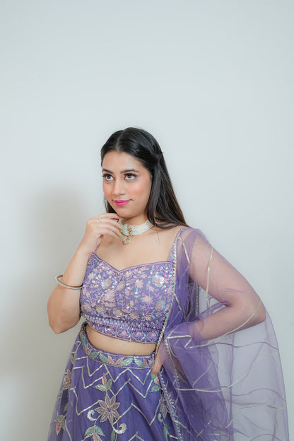 Purple bloom crop top
