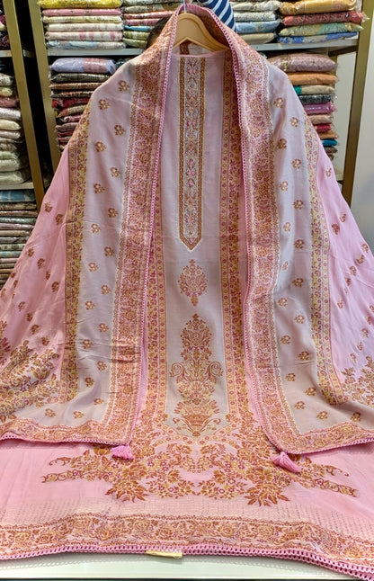 Mul Mul Suit with Handwork & Jamawar Work