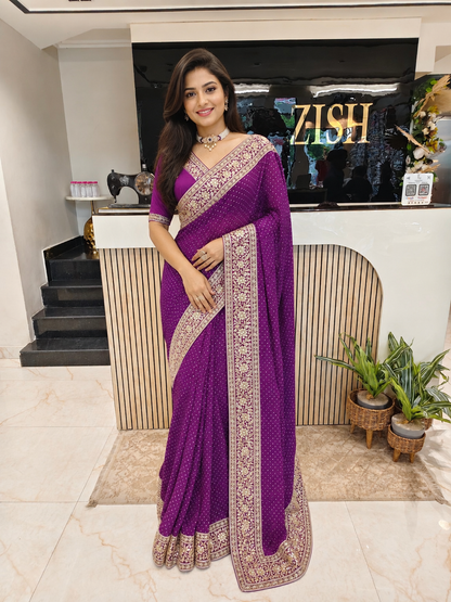 Purple Silk Saree
Kutdana Work Saree
Dabka Work Saree
Designer Silk Saree
Wedding Wear Saree