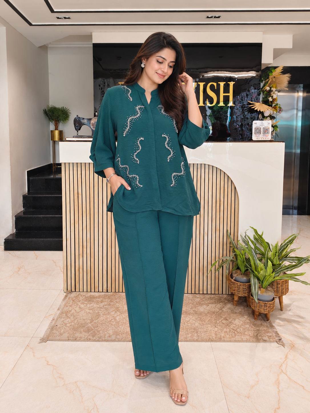Bottle Green Lycra Co-ord Set
Designer Lycra Co-ord Set
Poth Crystal Work Outfit
Party Wear Co-ord Set
Luxury Ethnic Wear