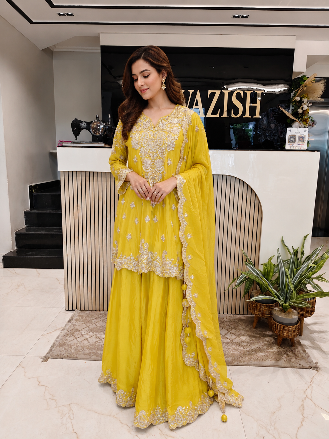 Lemon Chiffon Sharara Set
Designer Sharara Suit
Wedding Wear Sharara
Festive Party Wear Ethnic Set
Chiffon Designer Suit