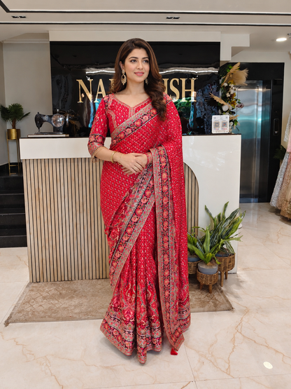 Red Satin Saree
Floral Print Saree
Designer Satin Saree
Sequins Work Saree
Party Wear Saree