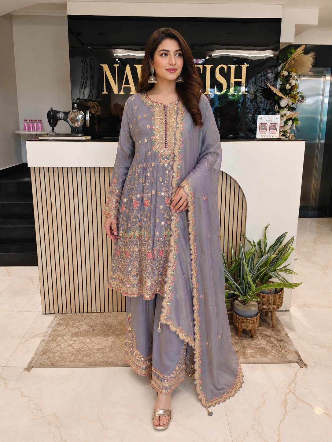 Grey Tissue Anarkali Pant Set
Designer Anarkali Suit
Wedding Wear Anarkali Set
Festive Party Wear Ethnic Set
Tissue Designer Suit