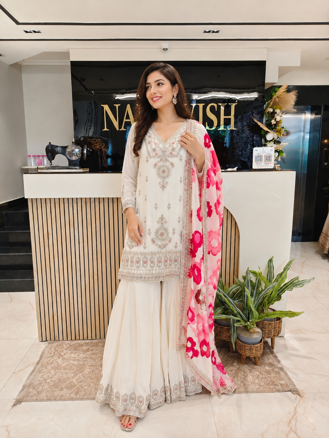 Off White Chinon Sharara Set
Designer Sharara Suit
Wedding Wear Sharara
Festive Party Wear Ethnic Set
Chinon Designer Suit