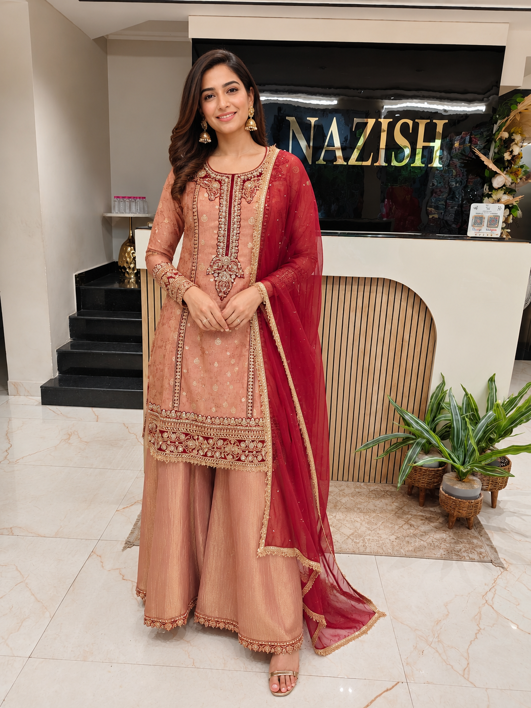 Brown & Maroon Jacquard Tissue Sharara Set
Designer Sharara Suit
Wedding Wear Sharara
Festive Party Wear Sharara
Jacquard Tissue Ethnic Set