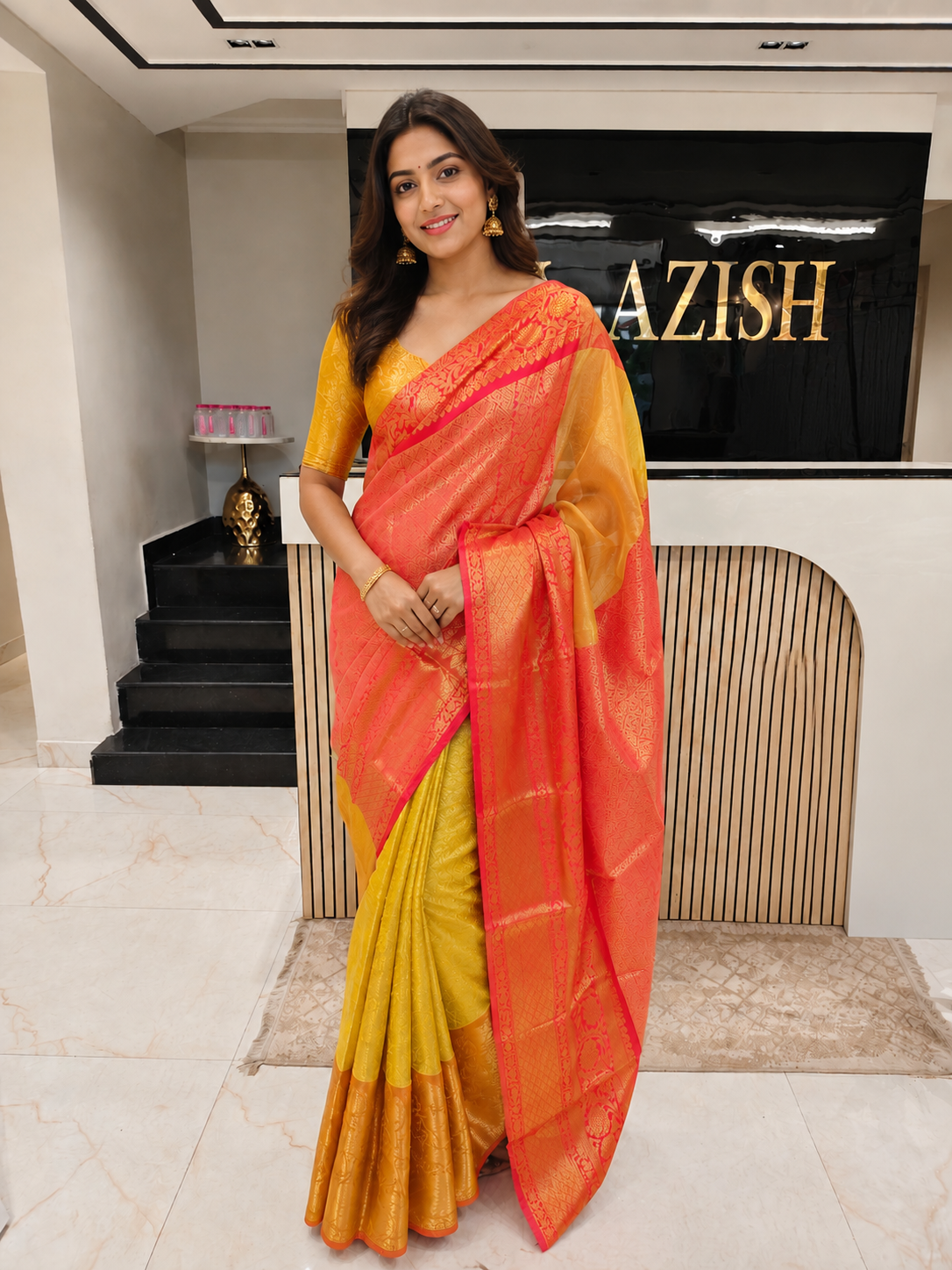 Red Tissue Saree
Yellow Zari Saree
Designer Tissue Saree
Festive Wear Saree
Wedding Function Saree