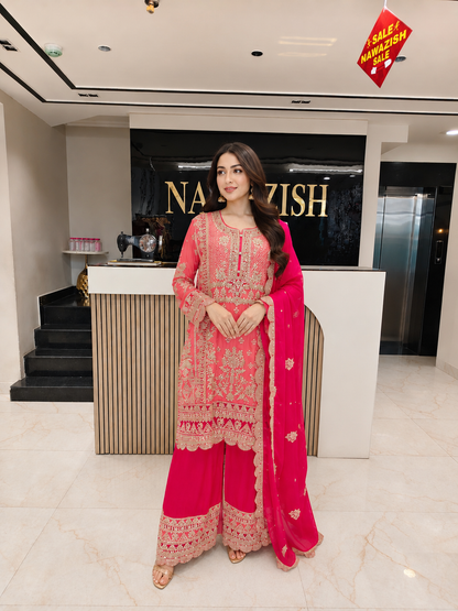 Peach Pink Suit Set
Designer Chinon Suit Women
Mirror Work Ethnic Outfit
Wedding Wear Suit India
Luxury Festive Wear Women