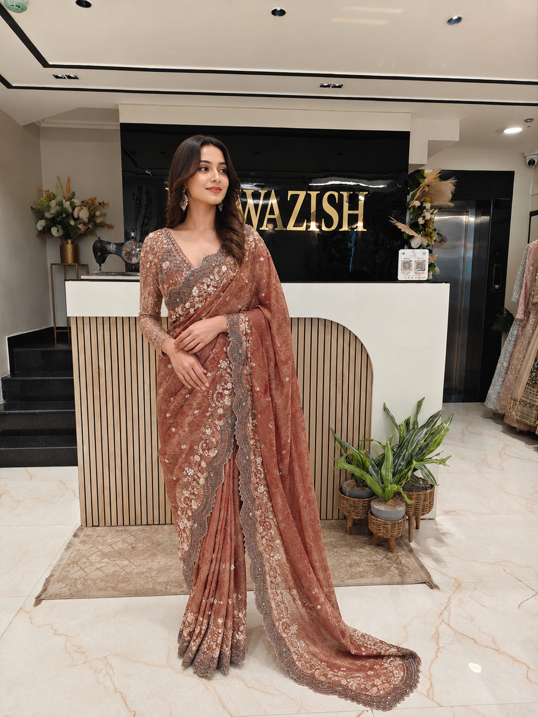 Maroon Tissue Saree
Designer Tissue Saree
Handwork Wedding Saree
Kundan Work Saree
Luxury Festive Saree