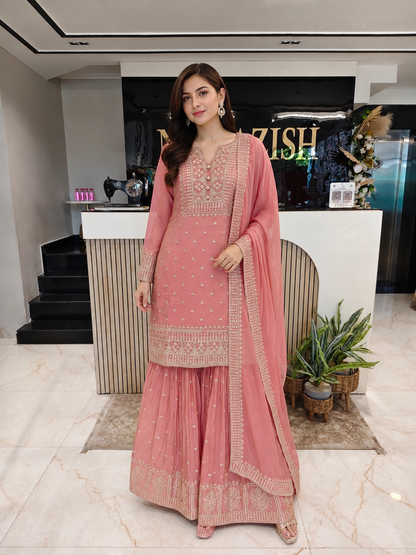 Onion Pink Chinon Garara Set
Designer Garara Suit
Wedding Wear Garara
Festive Party Wear Ethnic Set
Chinon Designer Suit