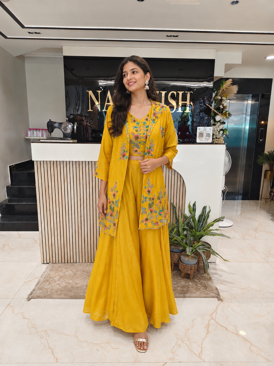 Mustard Indo Western Set
Designer Sharara Set Women
Kutdana Dabka Work Outfit
Contemporary Wedding Wear India
Luxury Fusion Wear Women