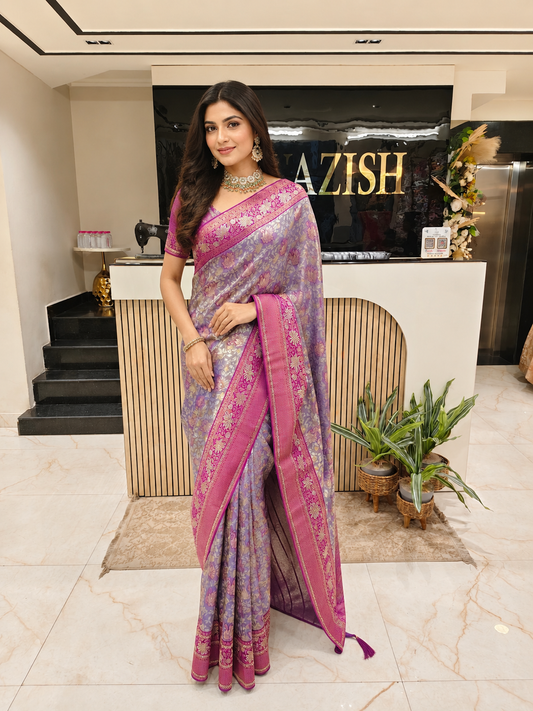 Purple Silk Saree
Zari Work Saree
Stone Work Saree
Designer Silk Saree
Wedding Wear Saree