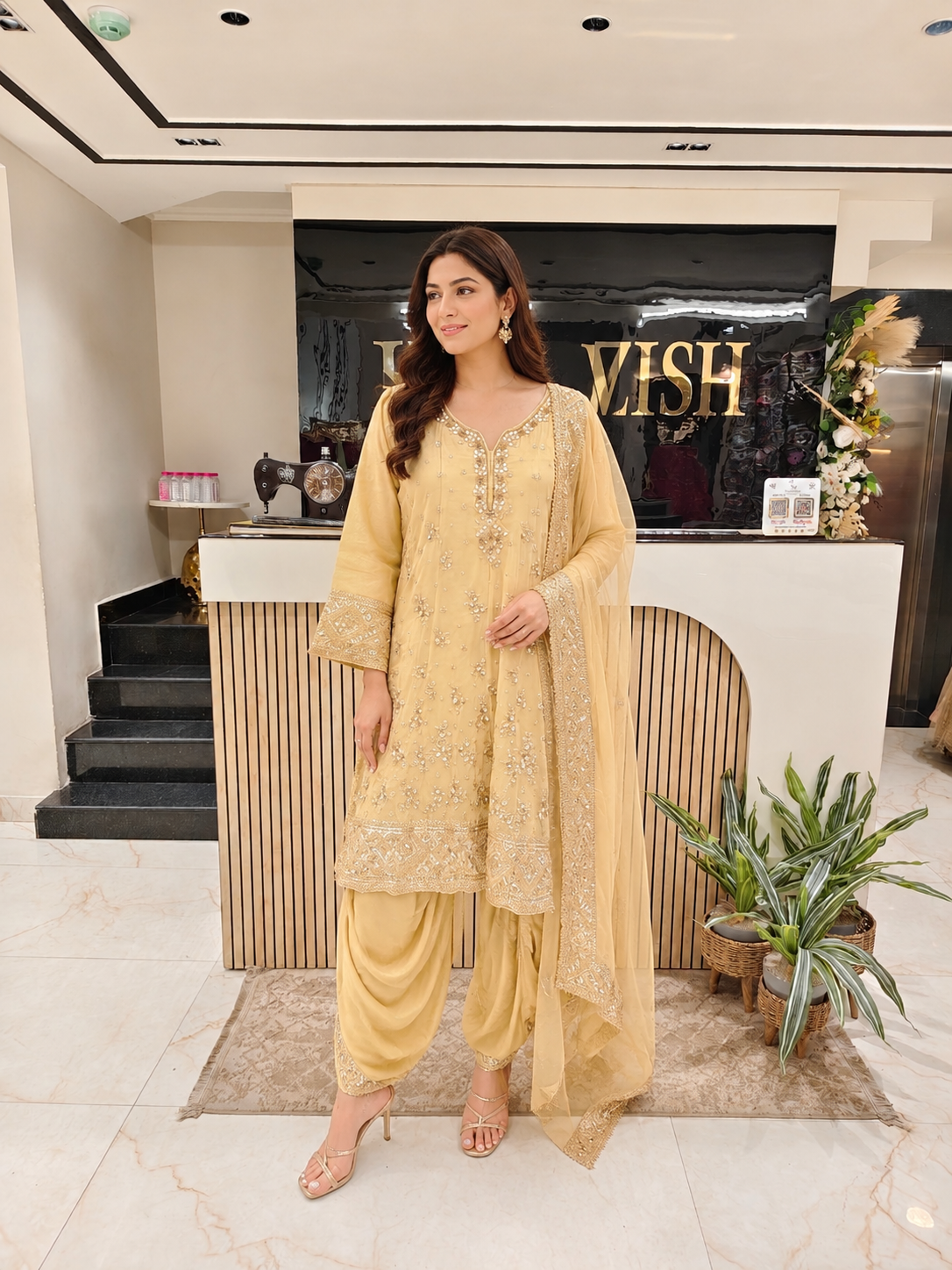 Golden Anarkali Tulip Set