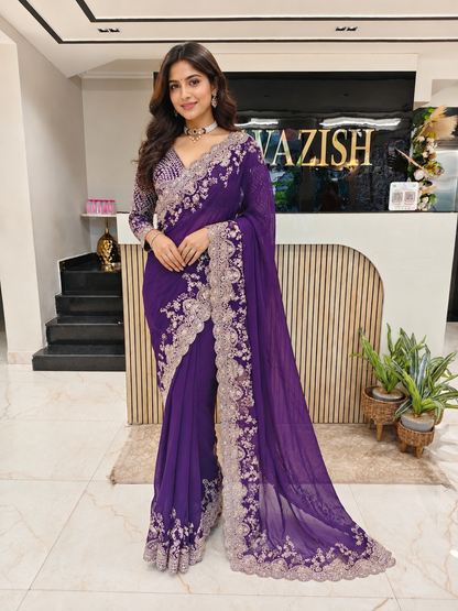Purple Organza Saree
Kutdana Work Saree
Dabka Work Saree
Designer Organza Saree
Wedding Wear Saree