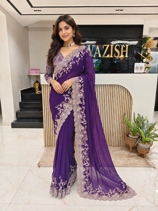 Purple Organza Saree
Kutdana Work Saree
Dabka Work Saree
Designer Organza Saree
Wedding Wear Saree