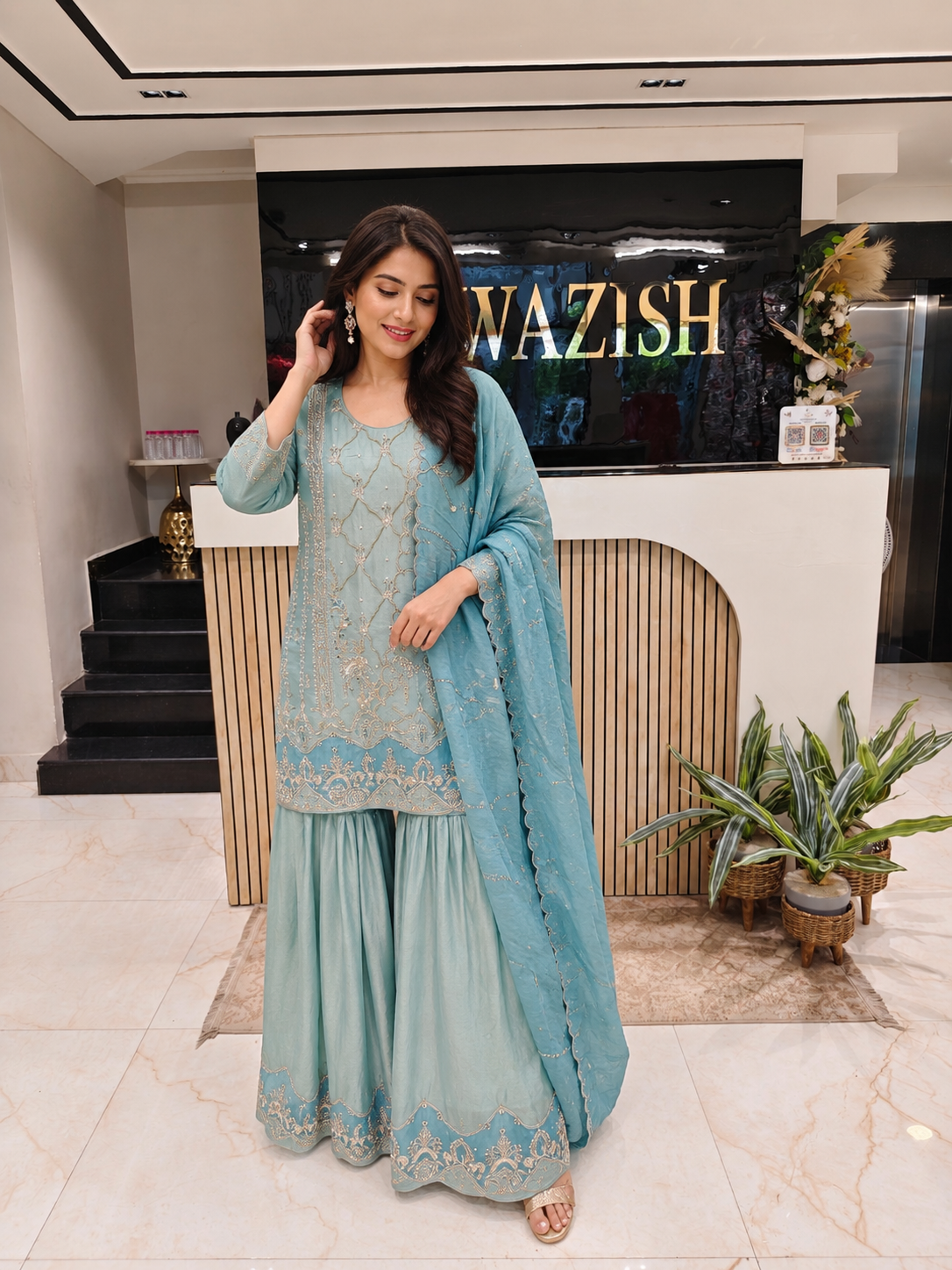 Sea Green Kurta Garara Set
Designer Garara Suit
Wedding Wear Garara Set
Festive Party Wear Ethnic Set
Tissue Designer Suit