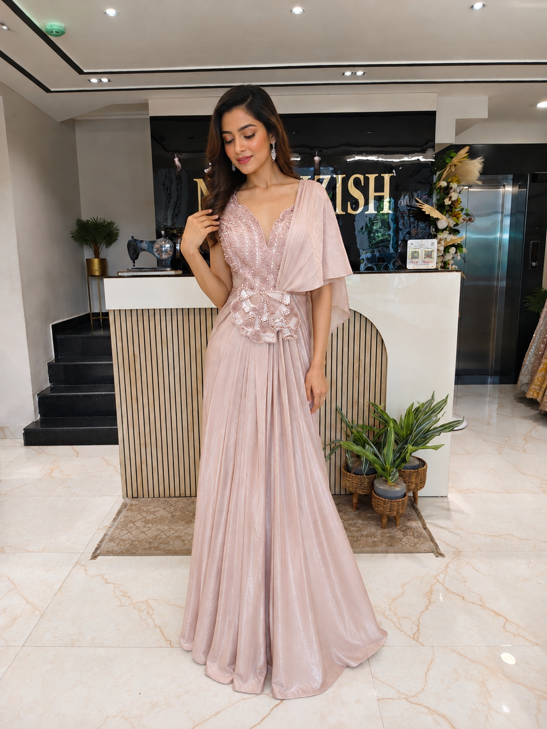 Peach Lycra Indo-Western Gown
Designer Lycra Party Wear Gown
Sequins Cutdana Pearl Work Gown
Wedding Wear Indo-Western Gown
Luxury Ethnic Wear